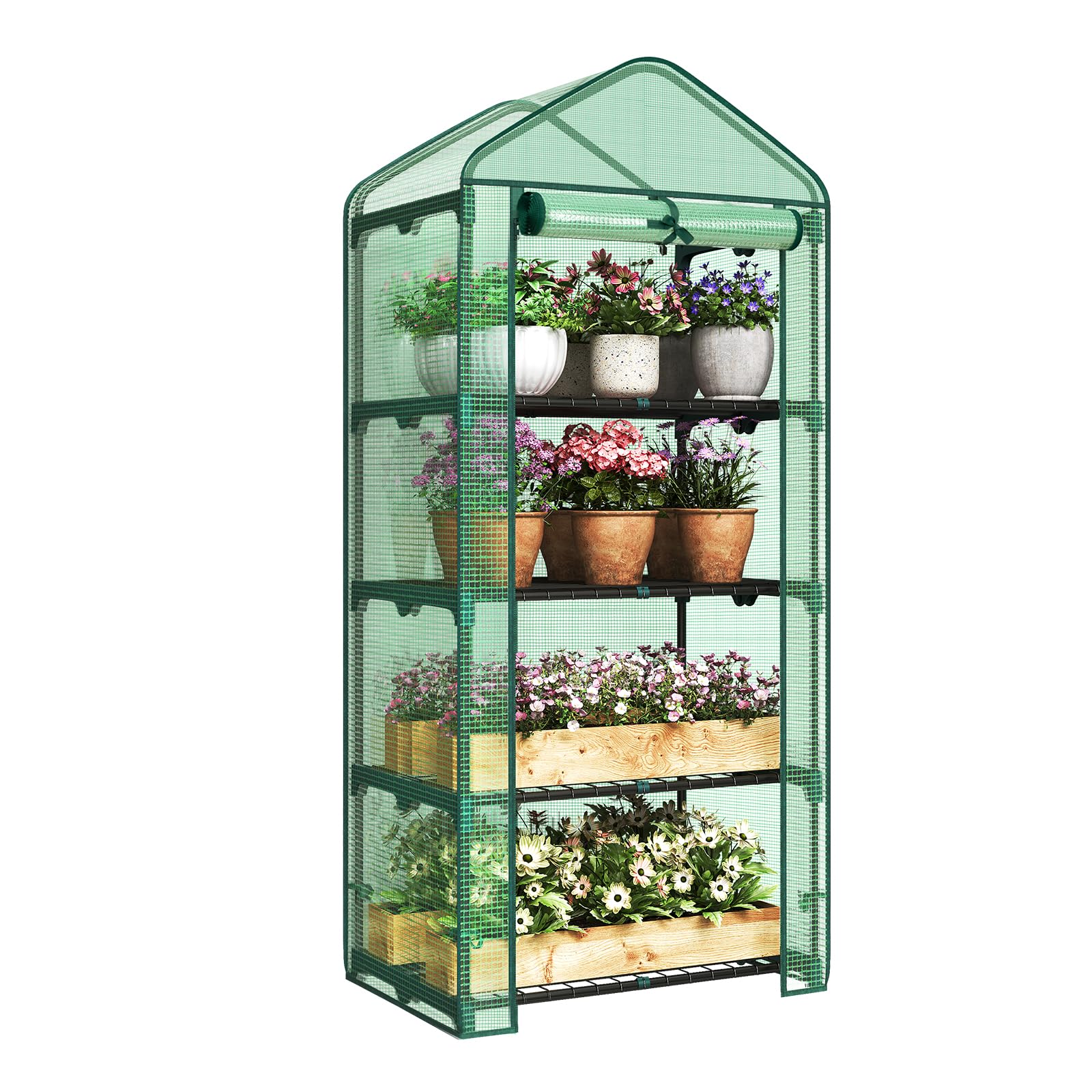 WOLTU Garden Greenhouse Plastic Tomato Greenhouse Vegetable Fruit Flower Plant Shed with Strong Reinforced Cover 69x49x158cm Green GWH00402gn