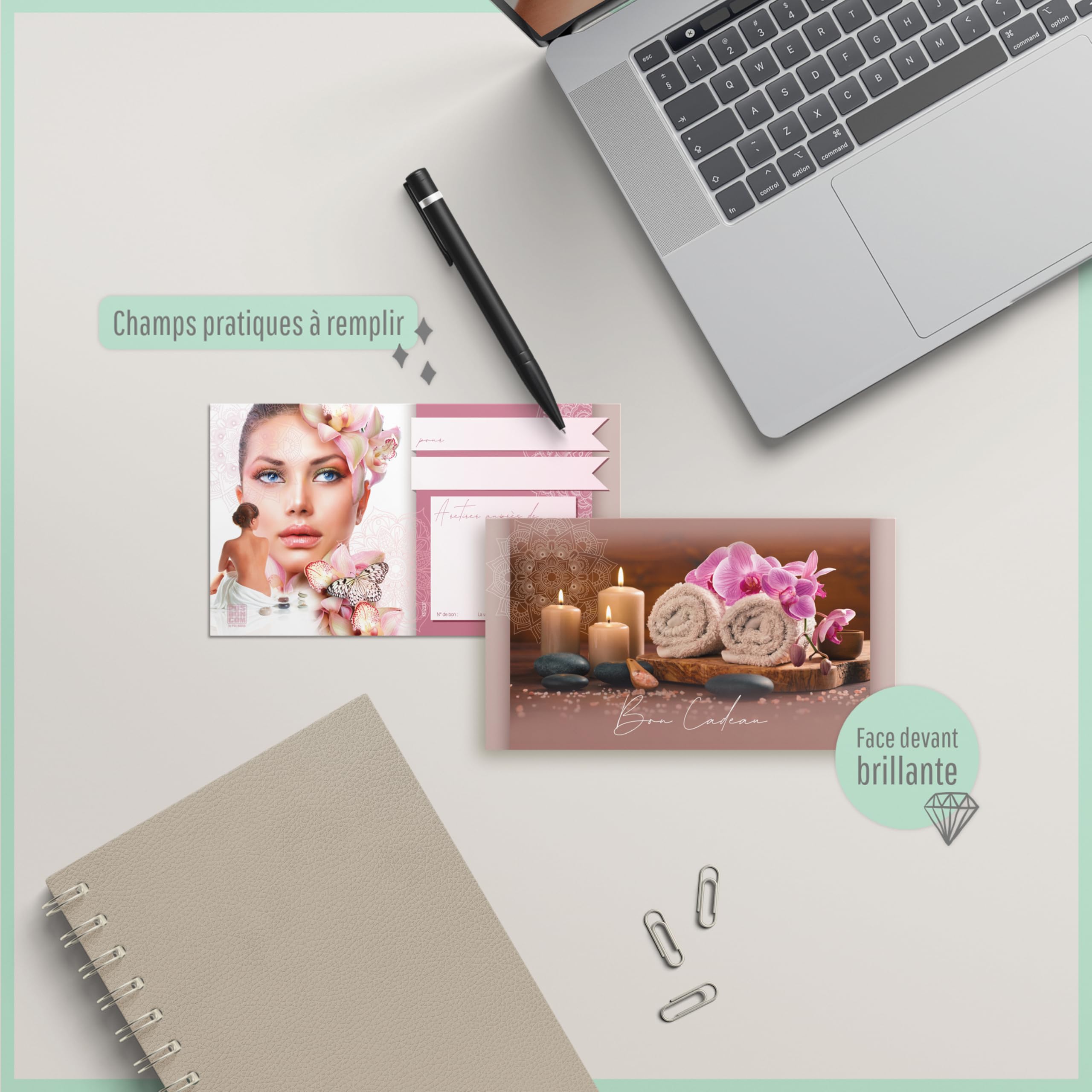 POS BON - 25 bons cadeaux à remplir - formulaires imprimés pour des instituts de beauté KS1293F-0-25-V1