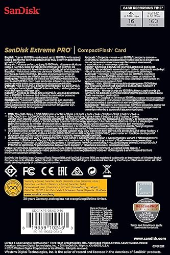Miniatura 10 de SanDisk Extreme Pro - Tarjeta de memoria CompactFlash UDMA 7 hasta 160 MB  s Multicolor