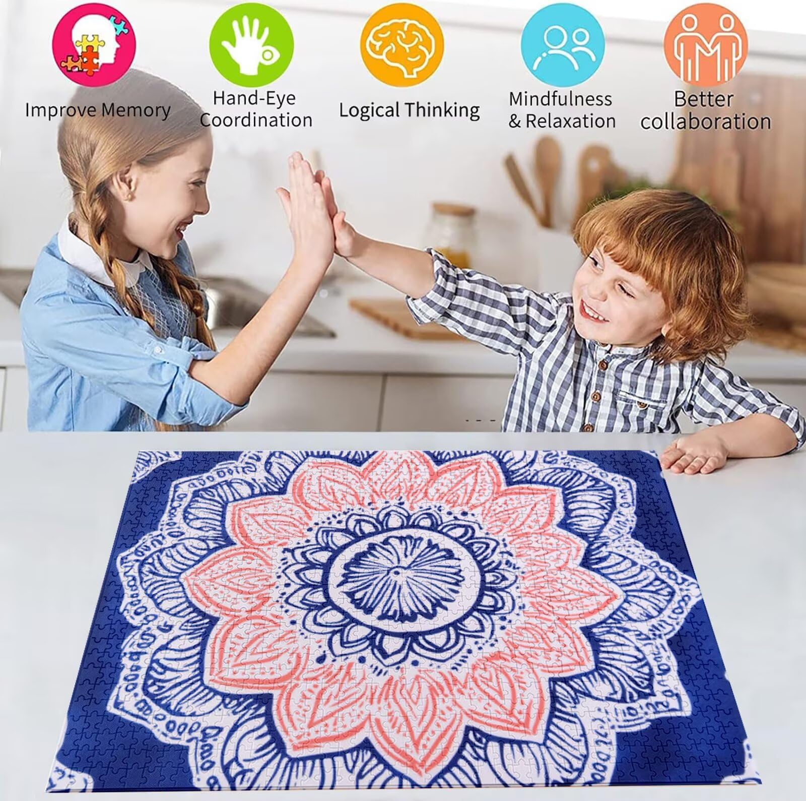 Puzzle 2000 Pezzi, 3 4 5 Anni Puzzle Mandala 6 7 8 Anni Giochi Educativi Sostenibili Con Motivi Per Adulti Da Gioco in Legno Di Alta Qualità Jigsaw Fiore per Gioco Familiare, 2026 Regalo Natale H-8717
