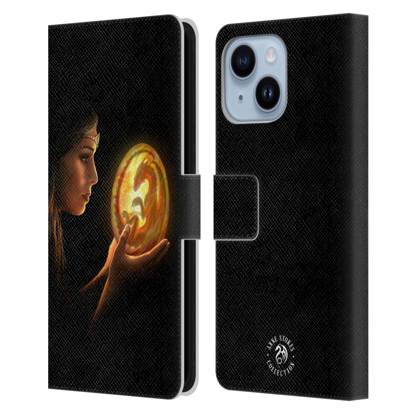 Étui en cuir iPhone 14 Plus haut de gamme Anne Stokes Commencements Dragons 2