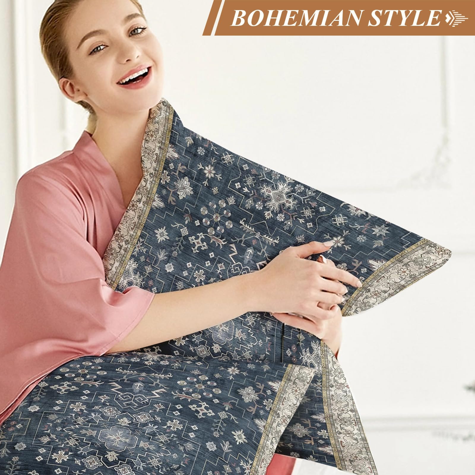 ECZOIL Set van 2 boho-kussenslopen, 40 x 40 cm, decoratieve boho-stijl, vintage, sierkussenovertrekken voor bank, stoel, thuis, slaapkamer, met verborgen ritssluiting, groen-bruin