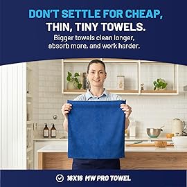 MW Pro Multi-Surface Microfiber Towel - 12 Pack | Premium Cleaning Cloth | Clean, Buff, Dust, Polish, Absorb | Large 16x16 (Dark Blue)