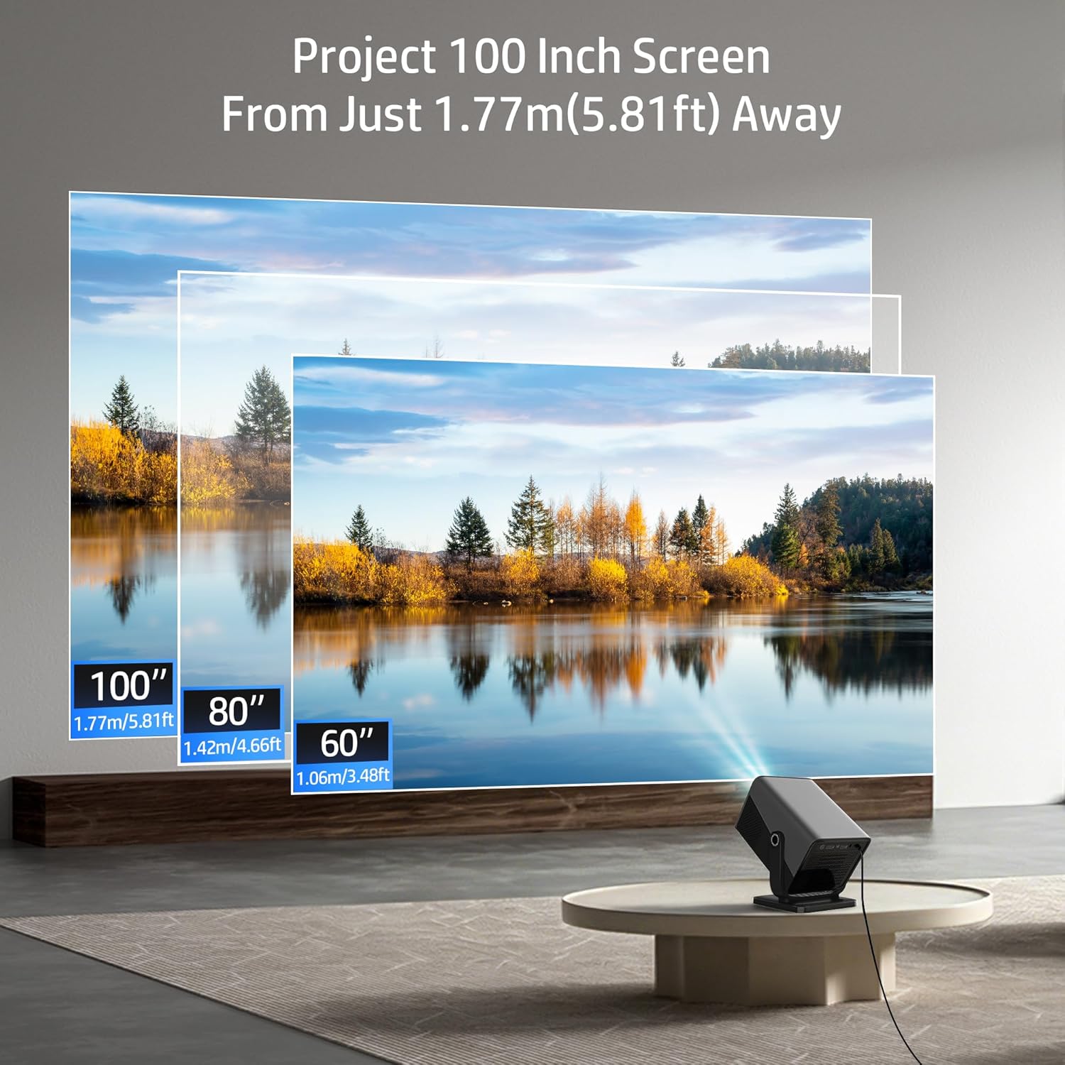 HP Projector with Netflix, Officially Licensed Apps, Native 1080P 4K Support Mini Projector with WiFi and Bluetooth, Power Bank Compatible for Outdoor Use, Auto Focus & Keystone, HDMI USB Type-C Ports