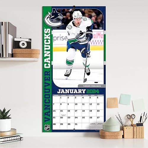 Miniatura 5 de Turner Sports Vancouver Canucks 2024 - Calendario de pared de equipo de 12 x 12 pulgadas (24998011958)