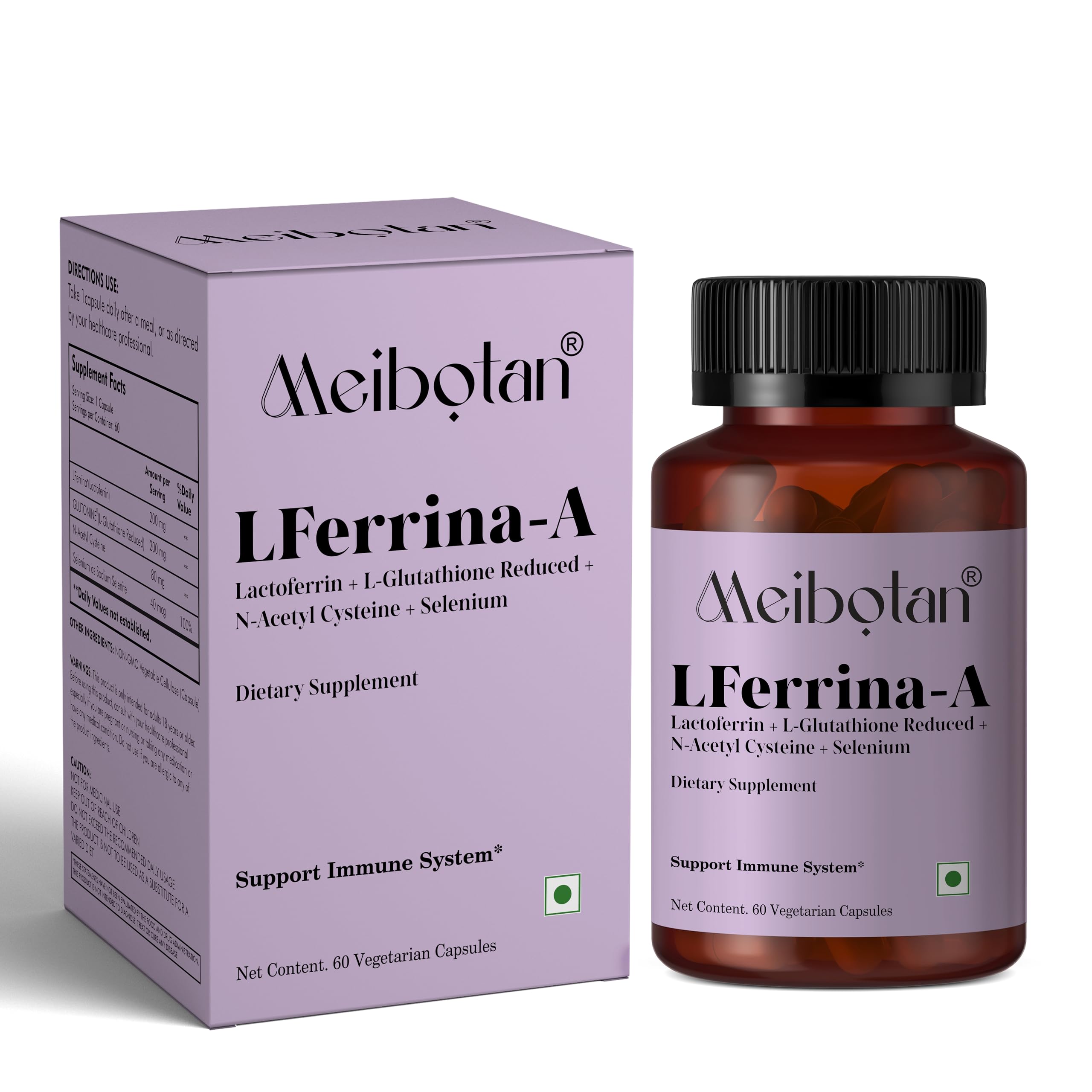 lactoferrin glutathione Meibotan lactoferrin supplement with L-Glutathione Reduced for Men's &  Women's Boosts Immunity,Enhance Nutrient Absorption,Reduces Cellular  Damage,Promotes Skin Health