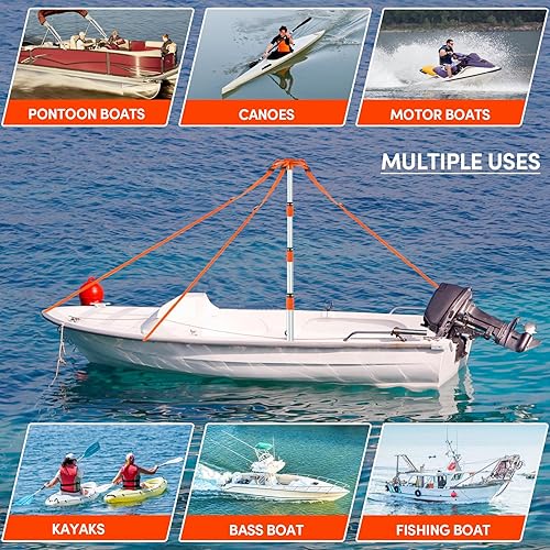 Miniatura 6 de Paquete de 2 postes de soporte para cubierta de barco, poste de soporte de aluminio ajustable en altura con base de goma antideslizante, sistema de