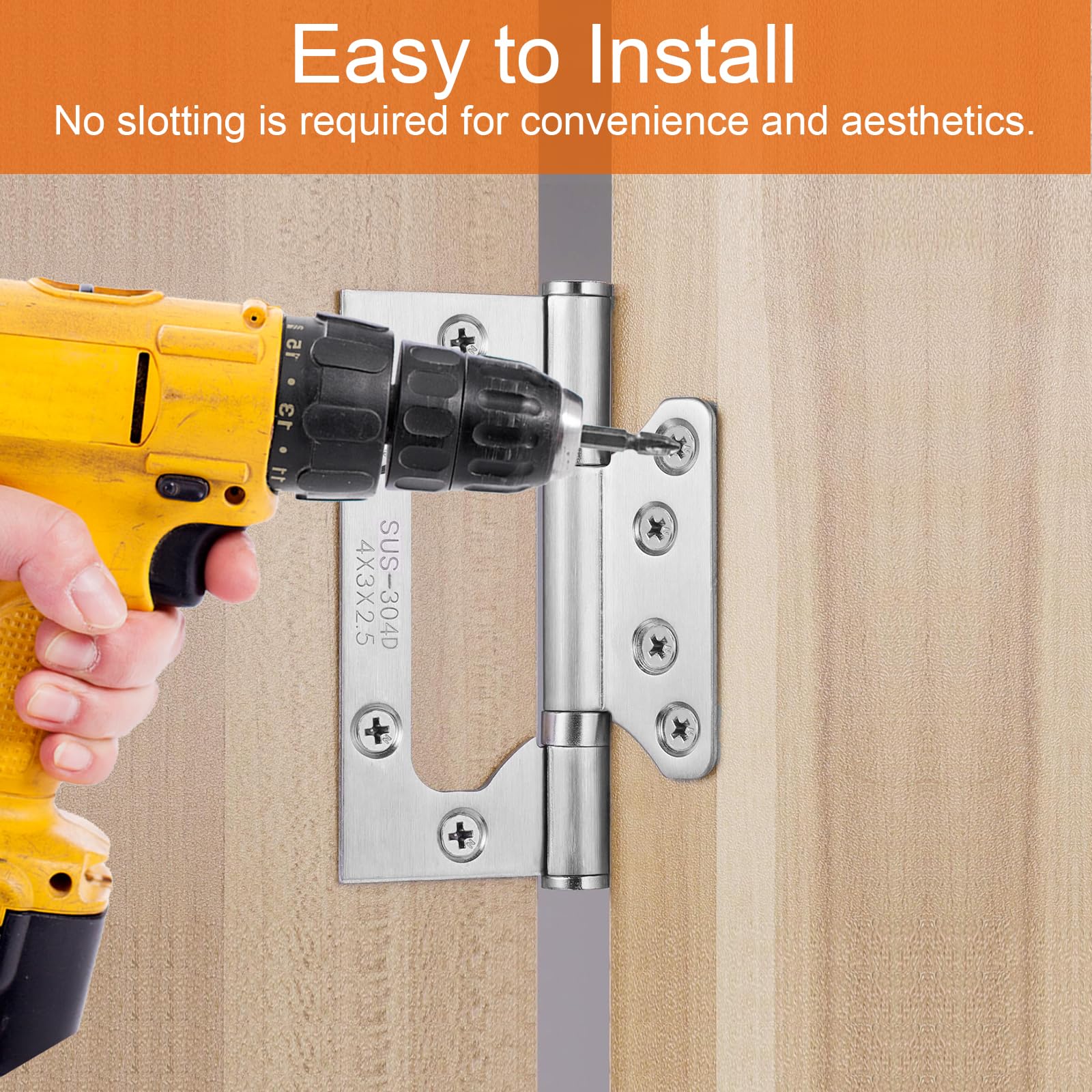 QINGHEC 6PCS Heavy Duty Flush Hinges Stainless Steel, 4in External Flush Hinges with Ball Bearing for Internal & External Doors & Gates - Image 3