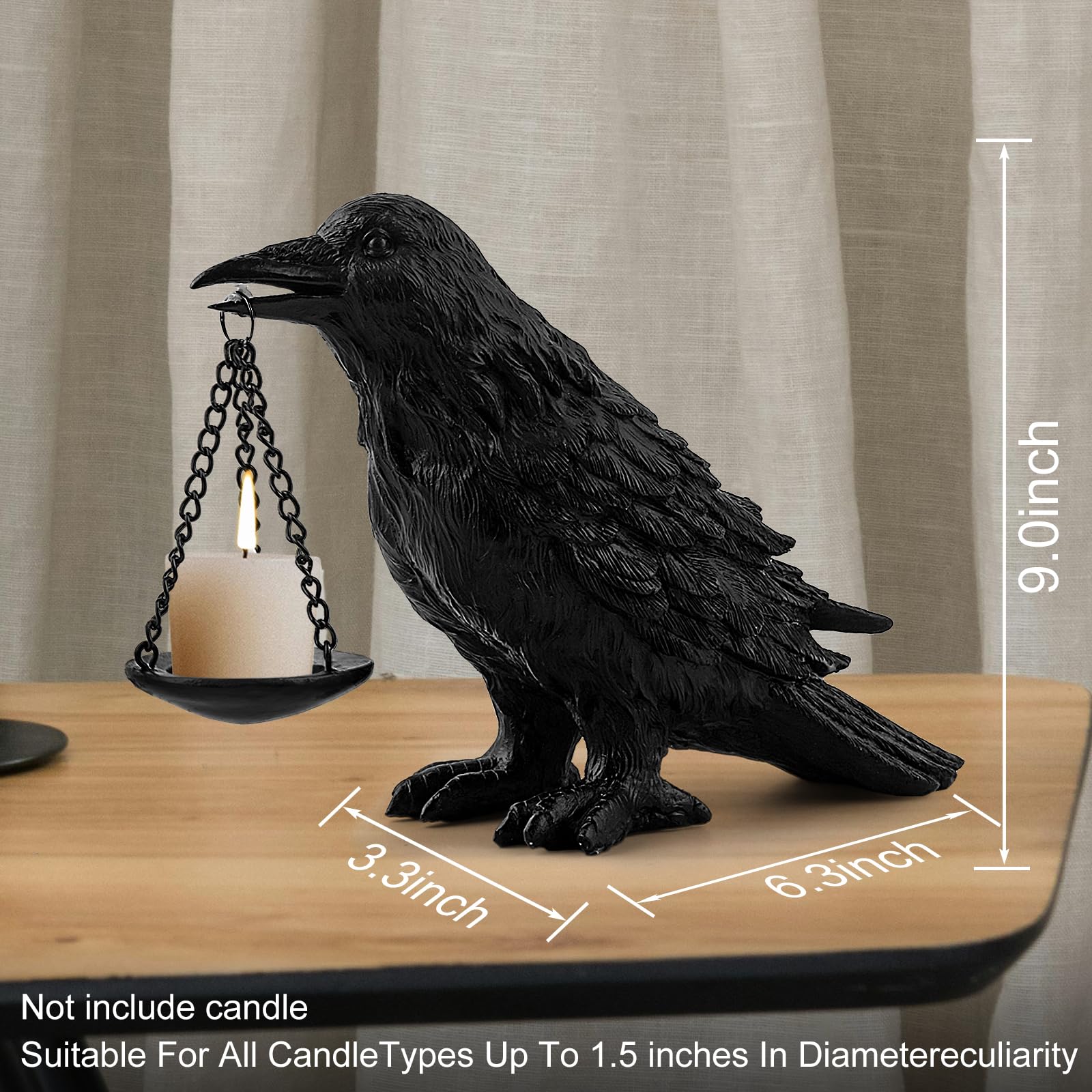 Halloween Decorations Indoor Gothic Home Decor Raven Lamp Tealight Holder for Bedroom Fake Crow Candle Holder Halloween Table Decorations Black: Black 1