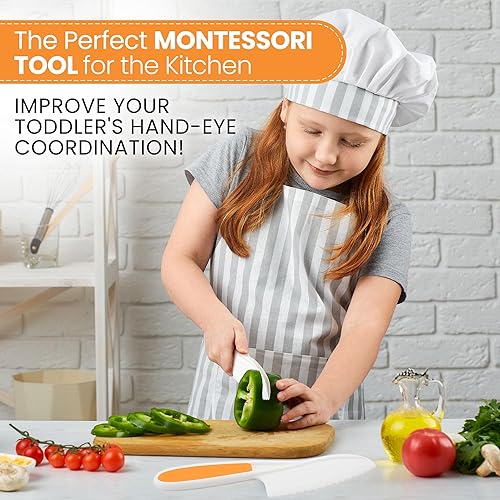 Miniatura 4 de Zulay - Juego de cuchillos infantiles de 3 piezas para cocinar y hornear reales, cuchillos para niños pequeños para cortar frutas, verduras y