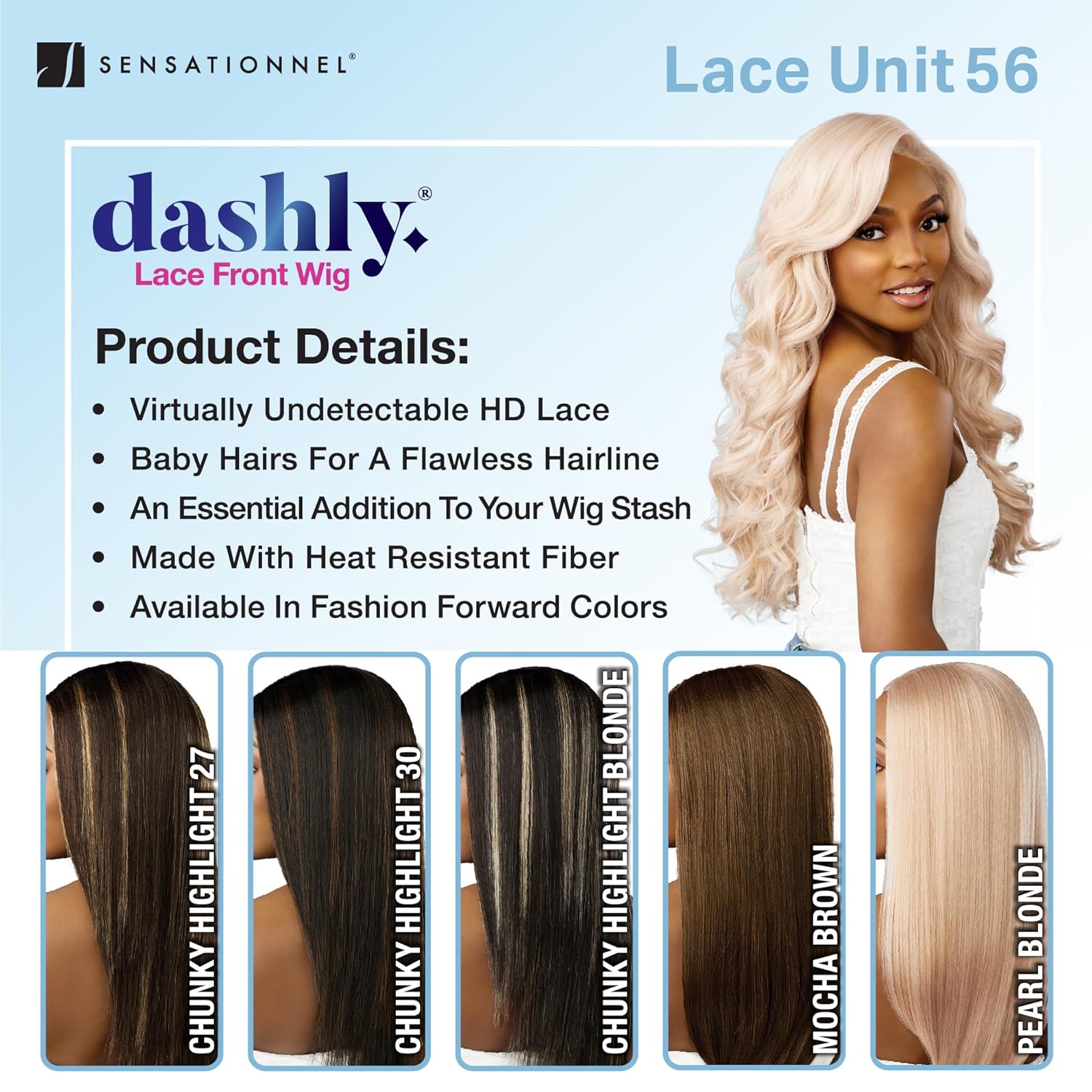Sensationnel Dashly Lace Front Wig - Unit 56 Hand Tied Laceparting Ear to Ear Synthetic (CH27)