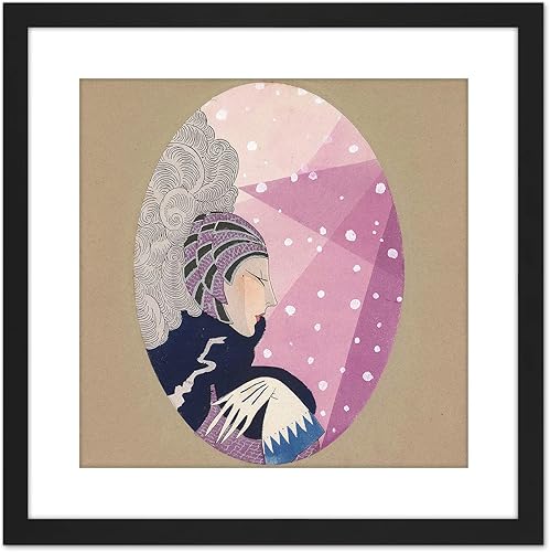 Art Taste Beauty French Magazine Cover 9X9 Inch Square Wooden Framed Wall Art Print Picture with Mount