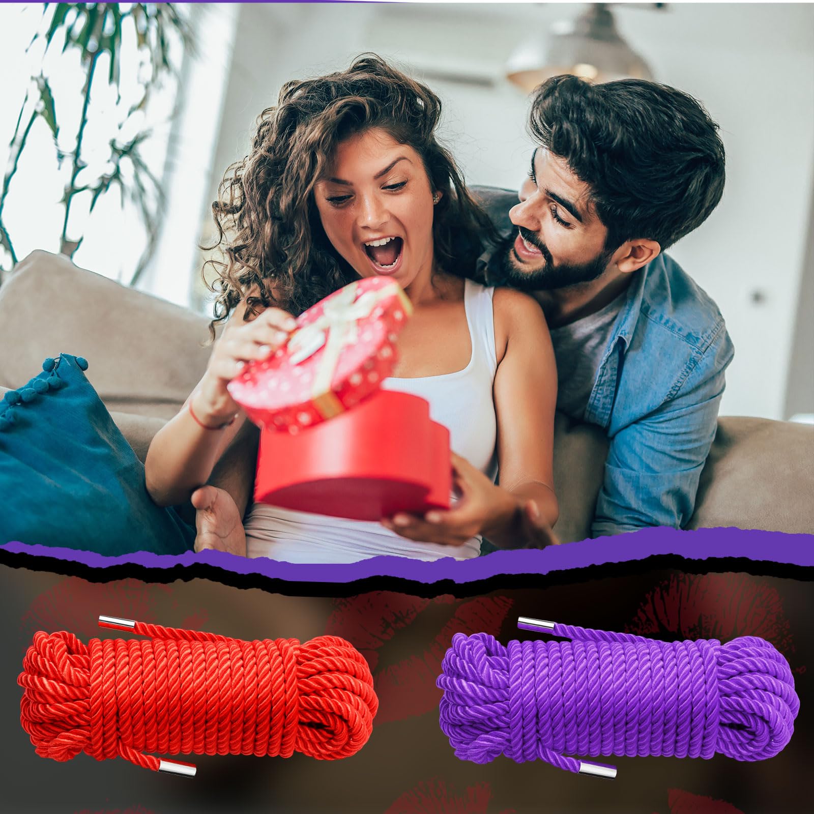 Tisancy 4 Pcs Multifunctional Craft Cord Kit with 2 Soft Silk Macrame Cords and 2 Adjustable Nylon Bracelets, 32.81 ft Twisted Trim Cord for DIY Crafts and Home Decoration(): Red, Purple