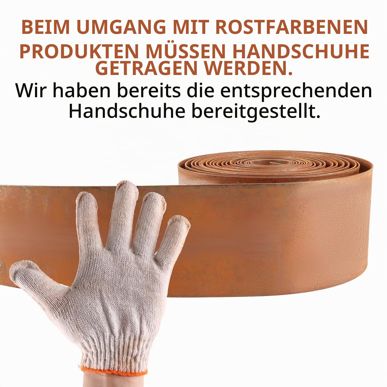 DAJAVE Rasenkante Metall 15M x 15CM, Beeteinfassung Verzinkt aus Stahlblech, 0.3mm Flexible Beetumrandung Rolle, Rasenbegrenzung für Garten inklusive Handschuhen & Box