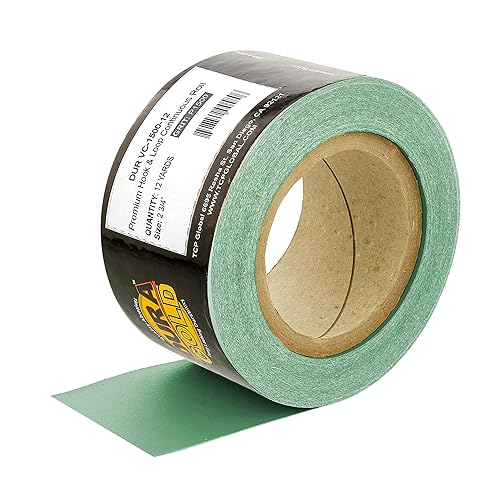 Dura-Gold Premium - Película verde de grano 1500  Rollo de papel de lija continuo con soporte de gancho y bucle 2-34 pulgadas de ancho 12 yardas de