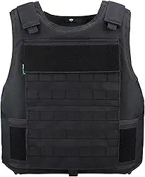 Colete tático masculino, colete de airsoft FBI da polícia de segurança (006F), Preto, S-XXL