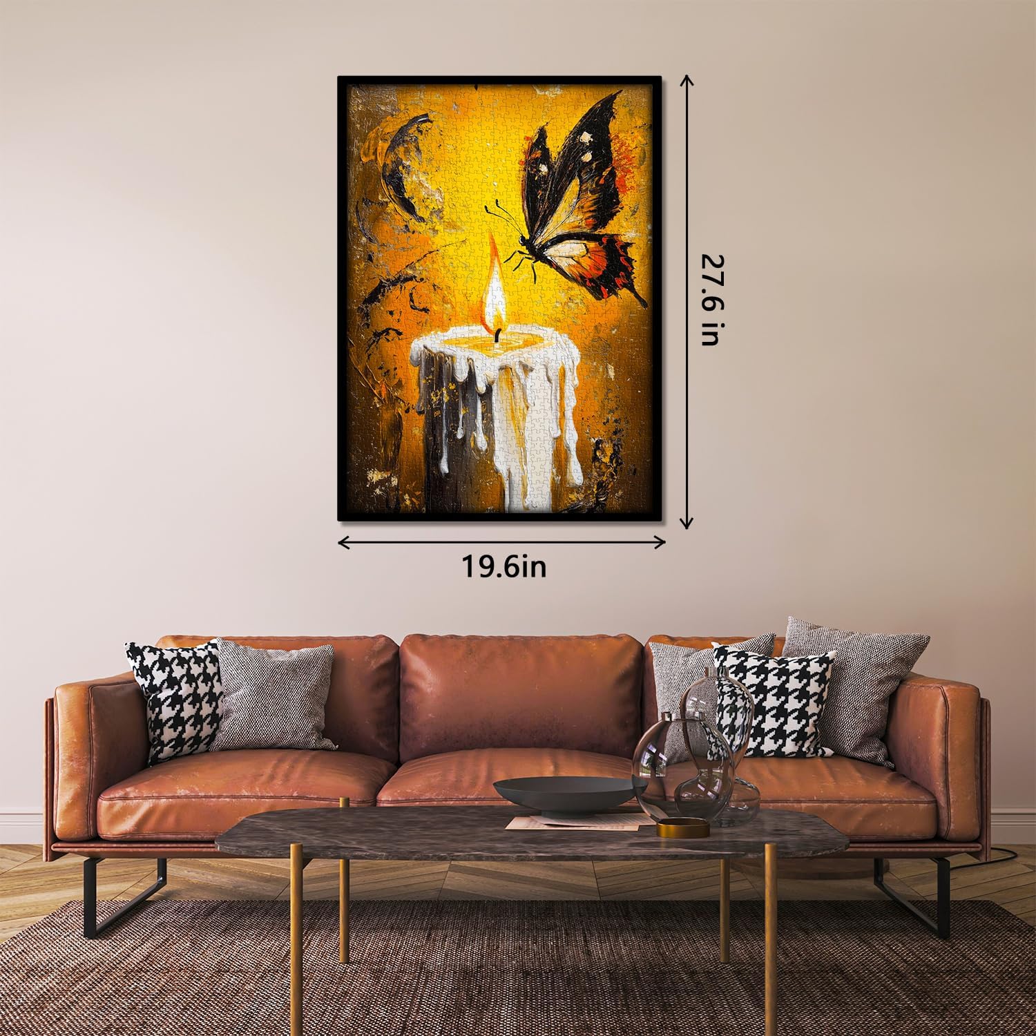 Vintage Butterfly Puzzles for Adults 1000 Pieces, Retro Golden Butterflies Jigsaw Puzzles, Challenging Oil Painting Art Puzzles as Wall Art Decor