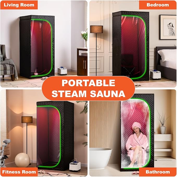 Sauna de Vapor Portátil con Luz Roja Infrarroja 3L 9 Niveles Negro miniatura 7