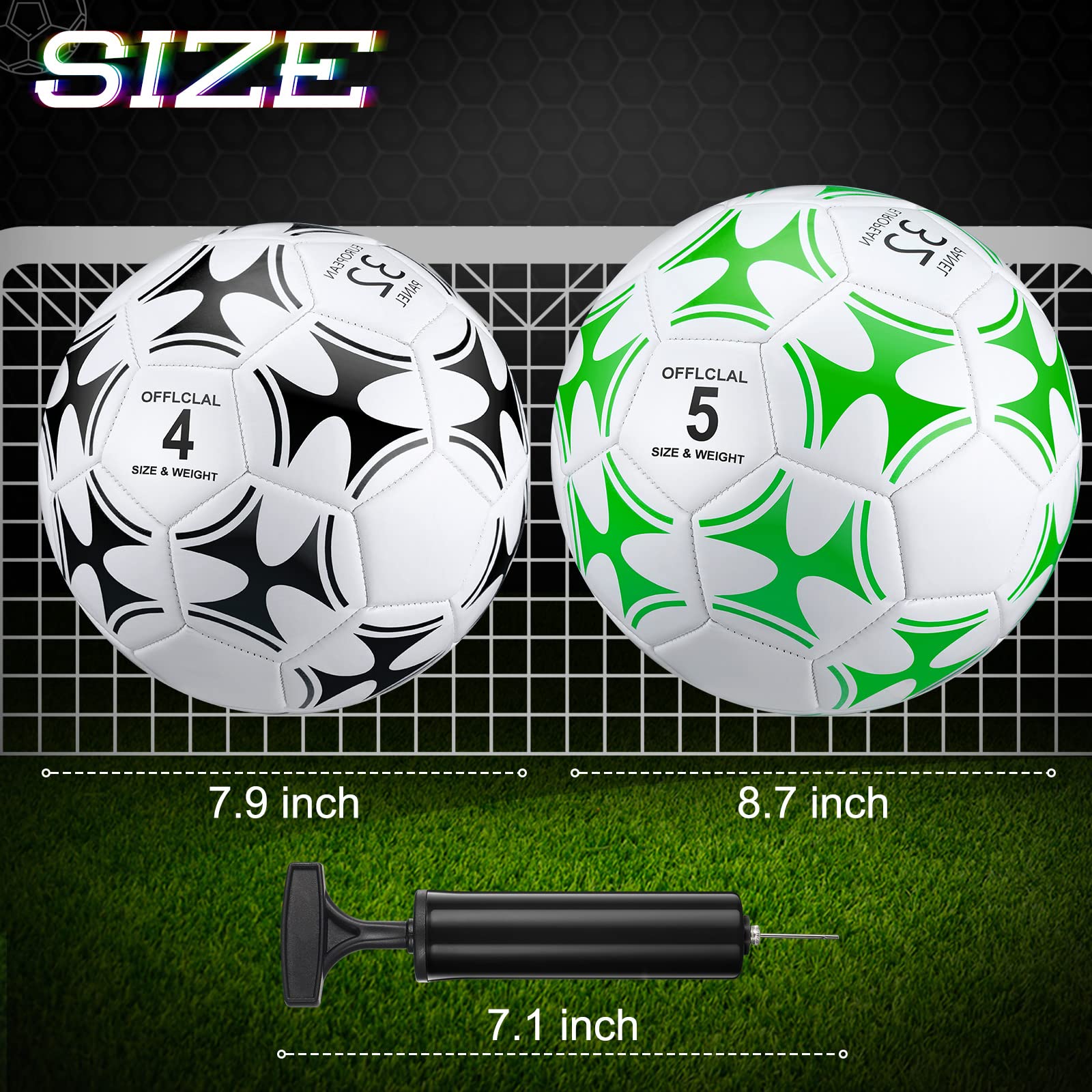 Deekin 6 Pcs Soccer Ball with Pump Official Size Indoor Outdoor Deflated Soccer Bulk for Sports Gift Game Training for Child Teens Adults Back to School(Size 5)