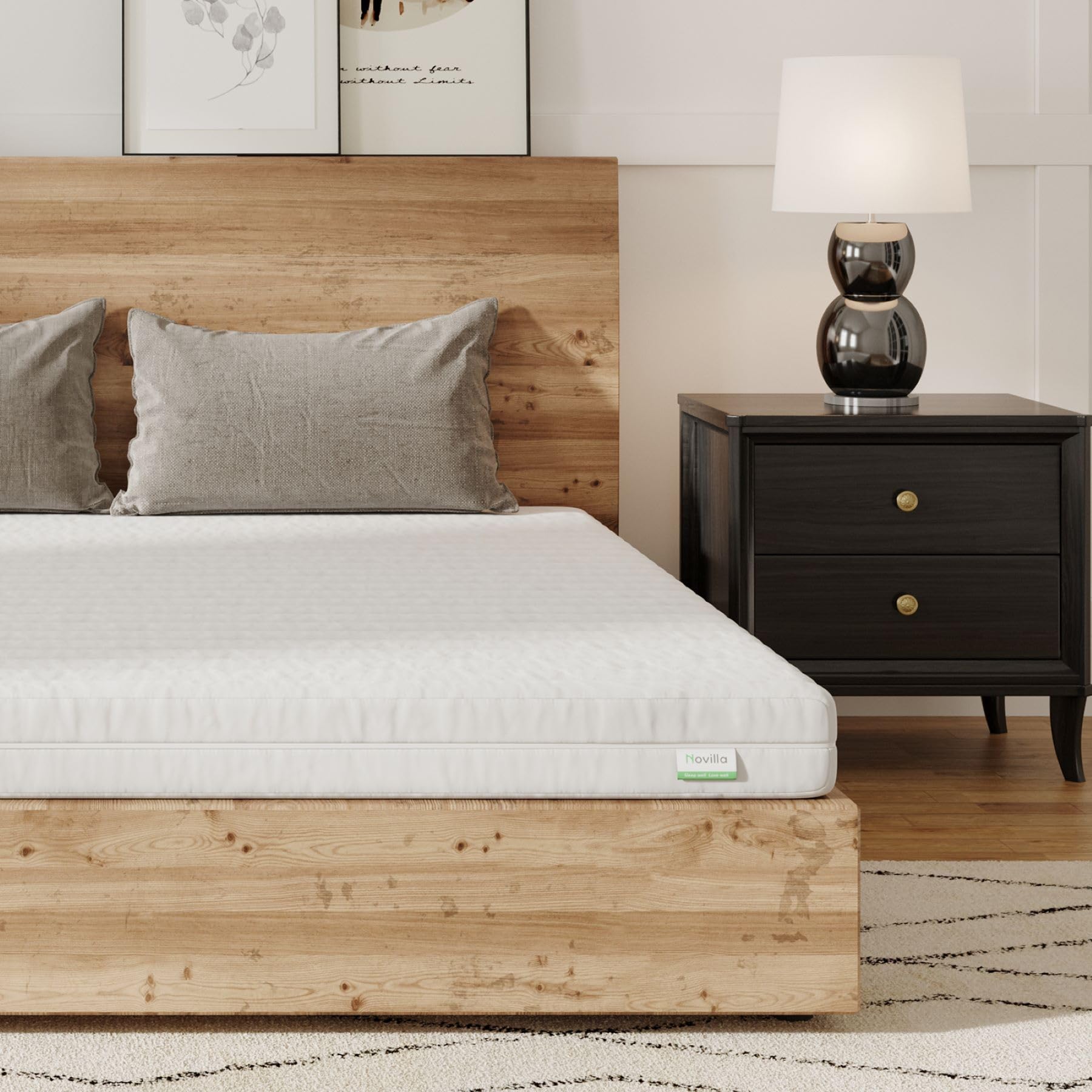 Novilla Matelas en Mousse 90x190, Matelas Amovible à 7 Zones de Confort, Réversible Été/Hiver, Respirable, Hauteur 18 cm | Amovible, réversible été/hiver, 7 zones de confort, tissu doux au toucher, pour un sommeil confortable et paisible.