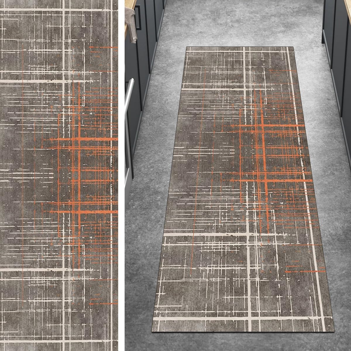 Tapis de cuisine antidérapant et absorbant marron 90x300 cm