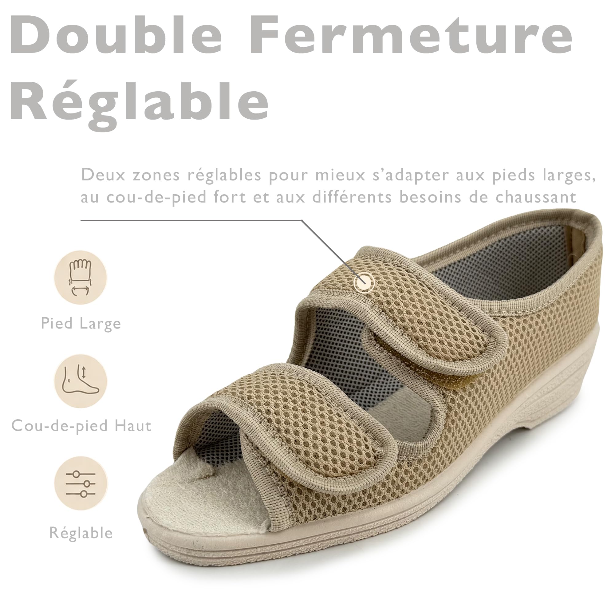 JOMIX Pantoufle Femme Confortable Scratch Ouverte pour Pieds Sensibles Intérieur Usage Quotidien Chausson Femme