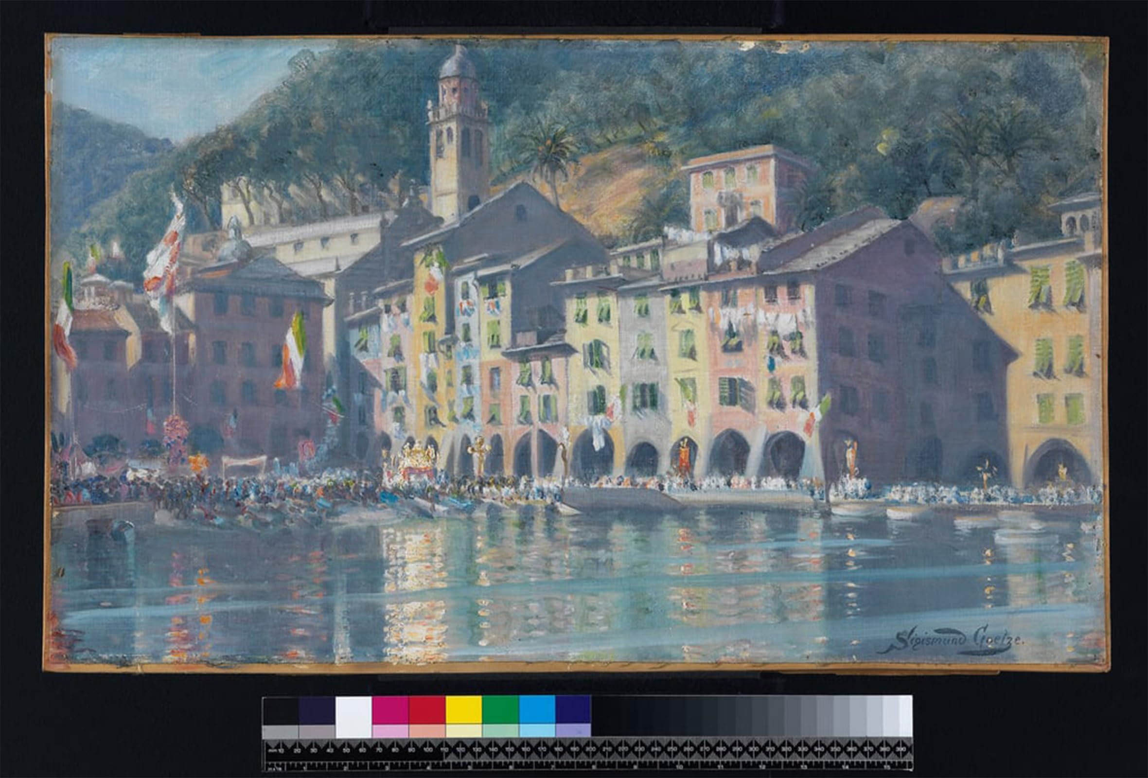 ARTXLXXBN Famous Prints Artwork Pictures Poster Painting Art Festa Di San Giorgio Portofino by Sigismund Christian Hubert Goetze Artwork Landscape Pictures for Home Decor 60x90cm
