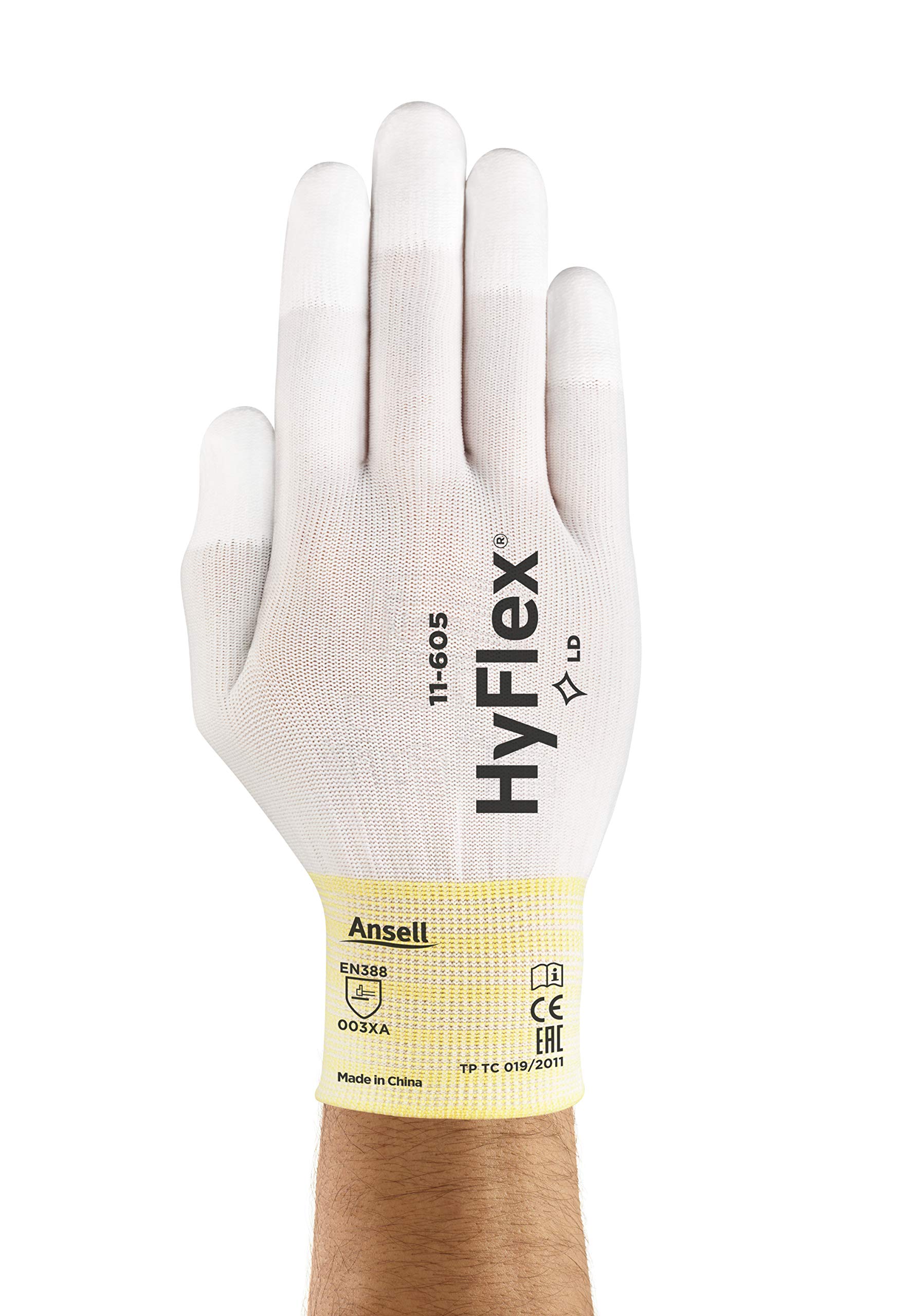 Ansell HyFlex 11-605 Gants de Travail Nylon Extensible, Gant Fin Haute Sensibilité Tactile, Bricolage, Montage, Mécanique, Gants Précision Homme Femme, Taille S (12 Paires)