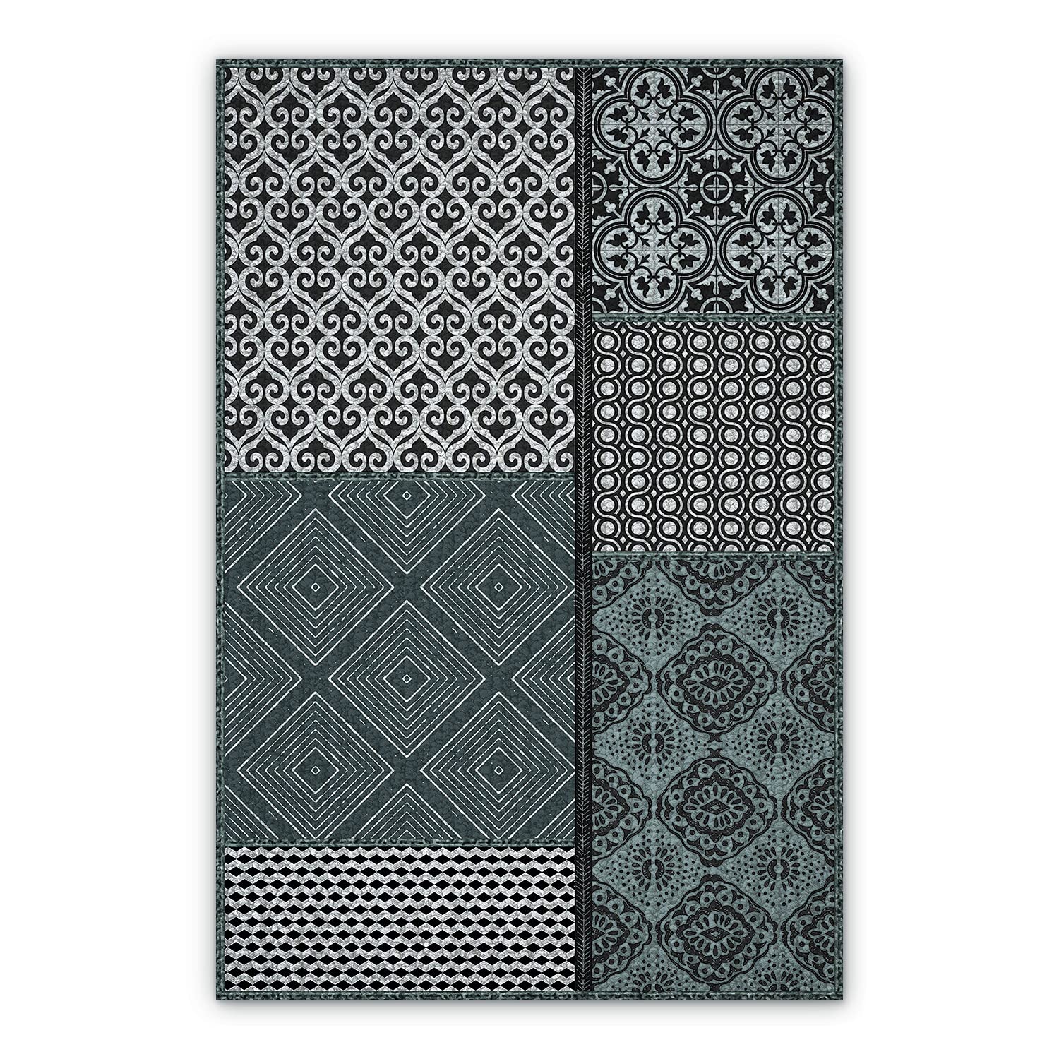 Tapis en vinyle PVC 60x80cm BirdsEcho style patchwork boho pour cuisine et bain