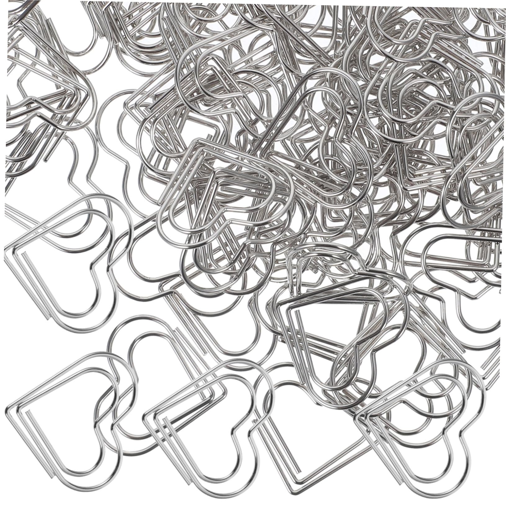 OSALADI 5 Set Graffetta Piccole Clip Di Carta A Forma Di Clip Da Ufficio Di Dimensioni Cuore Cuori Fermagli Di Carta Graffette Decorative Mini Graffette Argento Metallo 100 Pezzi * 5