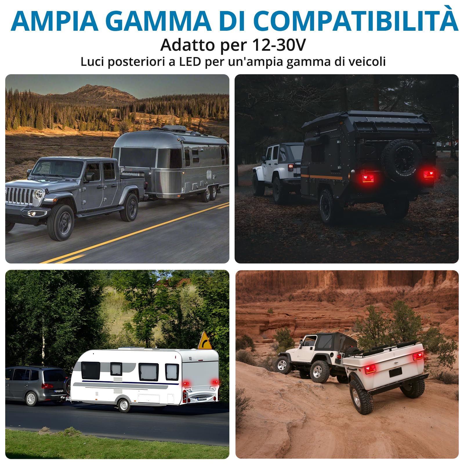 AUTOUTLET 60 LED 12-30V Luce Fanale Posteriore Rimorchio,2 Pezzi con Cavo Rimovibile da 5 m e Spina a 13 Poli,per Rimorchio Camion Caravan Trattore,Impermeabile IP65