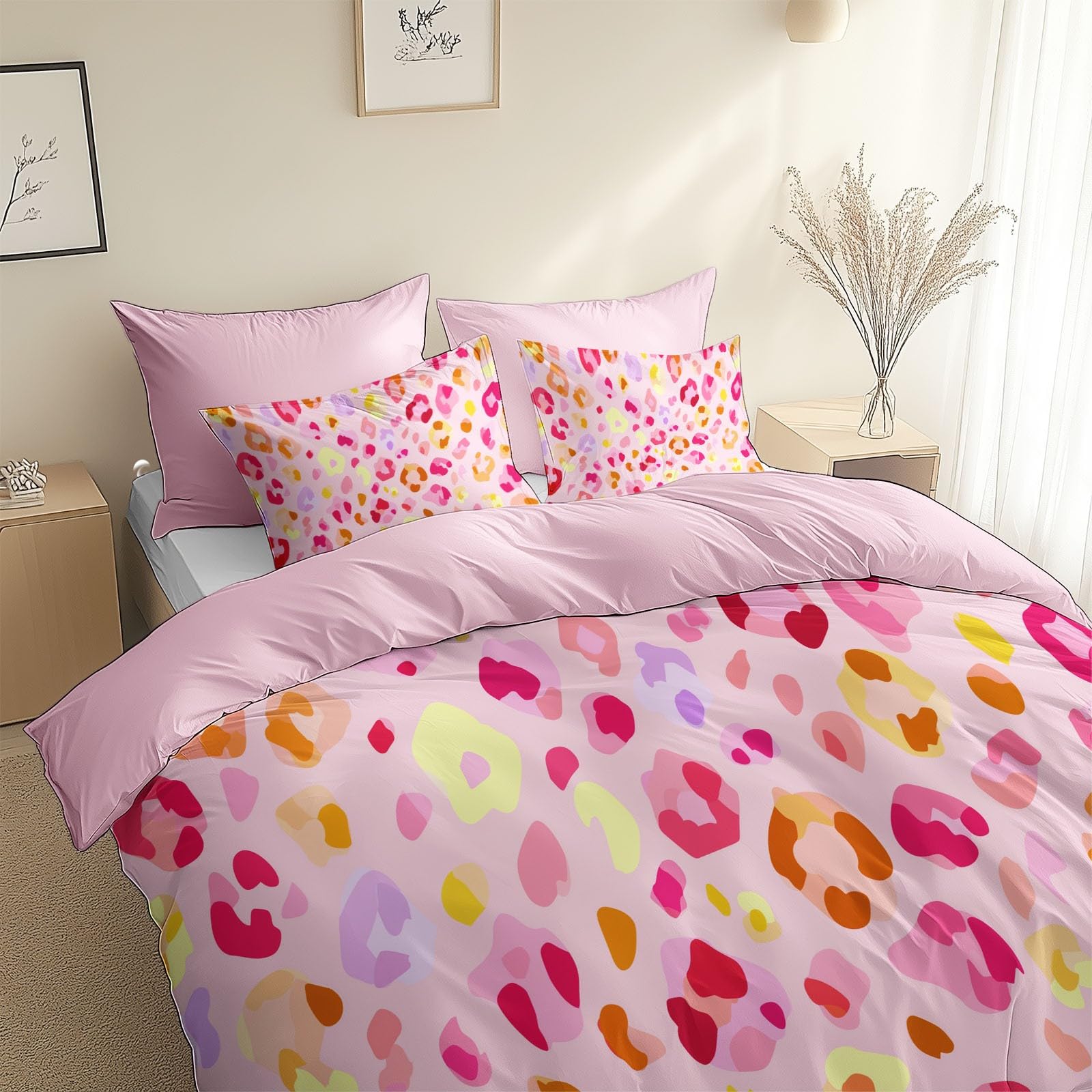 Set copripiumino super king size, stampa leopardata, in microfibra spazzolata, set di biancheria da letto matrimoniale, ultra morbido, ipoallergenico, non si stira, lussuoso, astratto, moderno, con