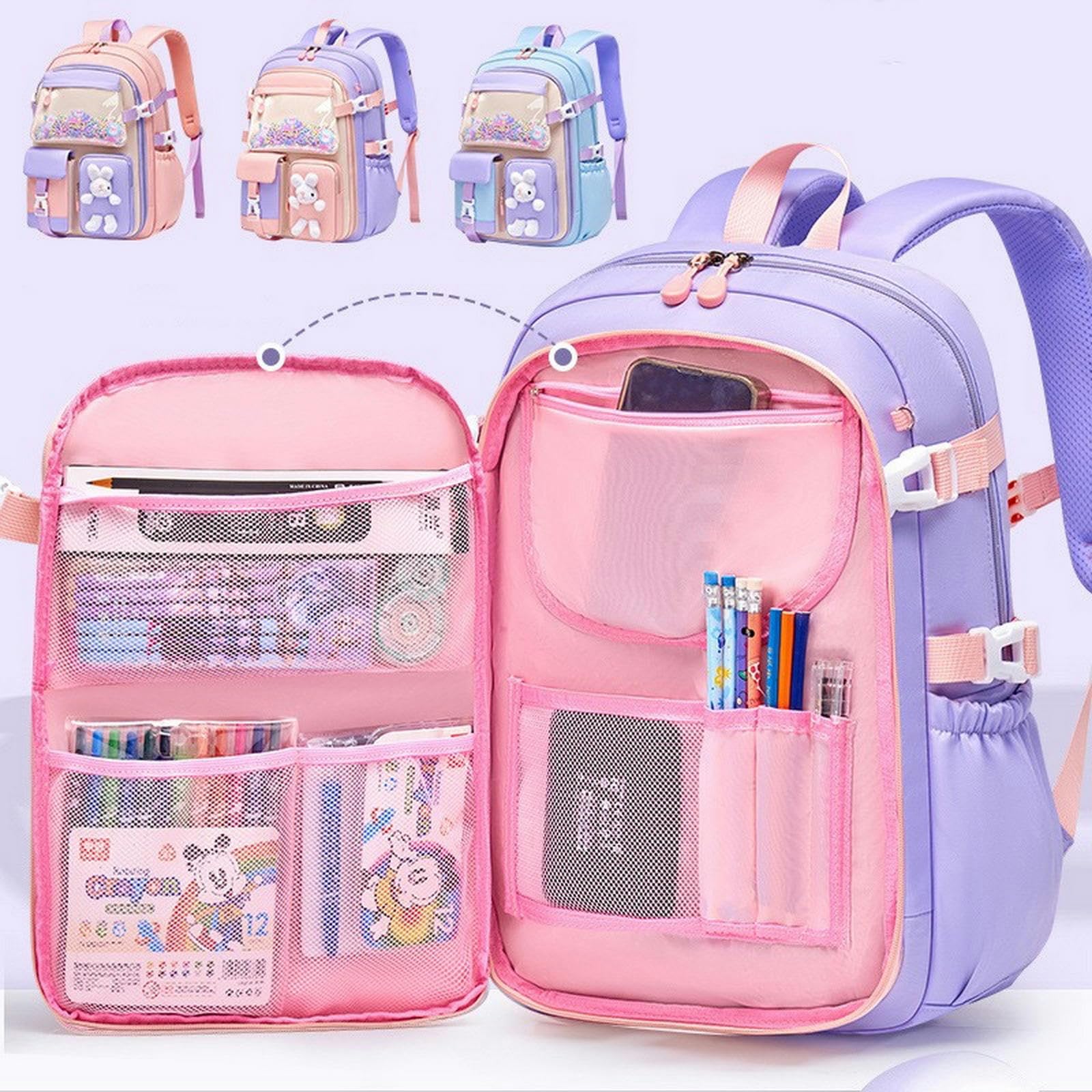 NOGRAX Cartable Sac D'école Primaire Sac D'école Fille Sac À Dos Léger Pour Enfants Sac À Dos Sac À Dos Grande Capacité