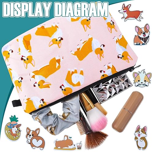 Miniatura 5 de Eaasty Juego de regalo de 56 piezas para perros Corgi, incluye bolsa de maquillaje para perros Corgi, pequeñas bolsas de cosméticos, organizador,