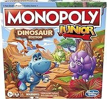 Hasbro Gaming Monopoly Junior: Dinosaur Edition Board Game for 2-4 Players, Fun Indoor Games for Kids Ages 5 and Up,...
