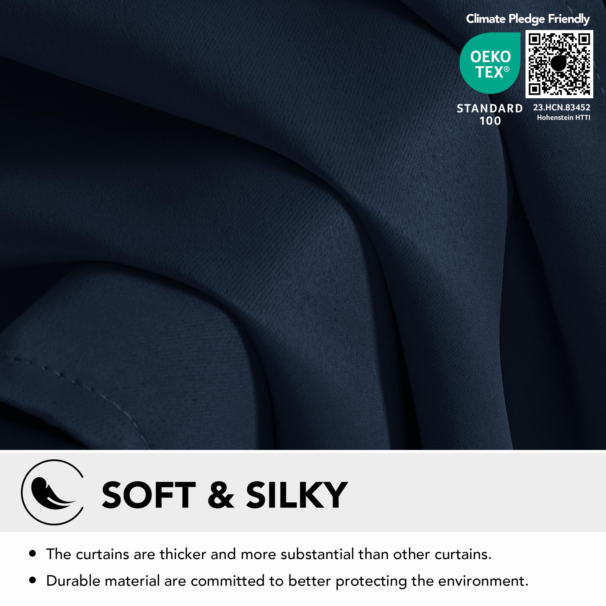 Deconovo Tende Oscuranti per Interni 2 Pezzi 290 CM Altezza, Termiche Isolanti, Anti-Rumore, con Anelli, Ideali per Camera da Letto e Soggiorno, 140x290 CM, Blu Navy