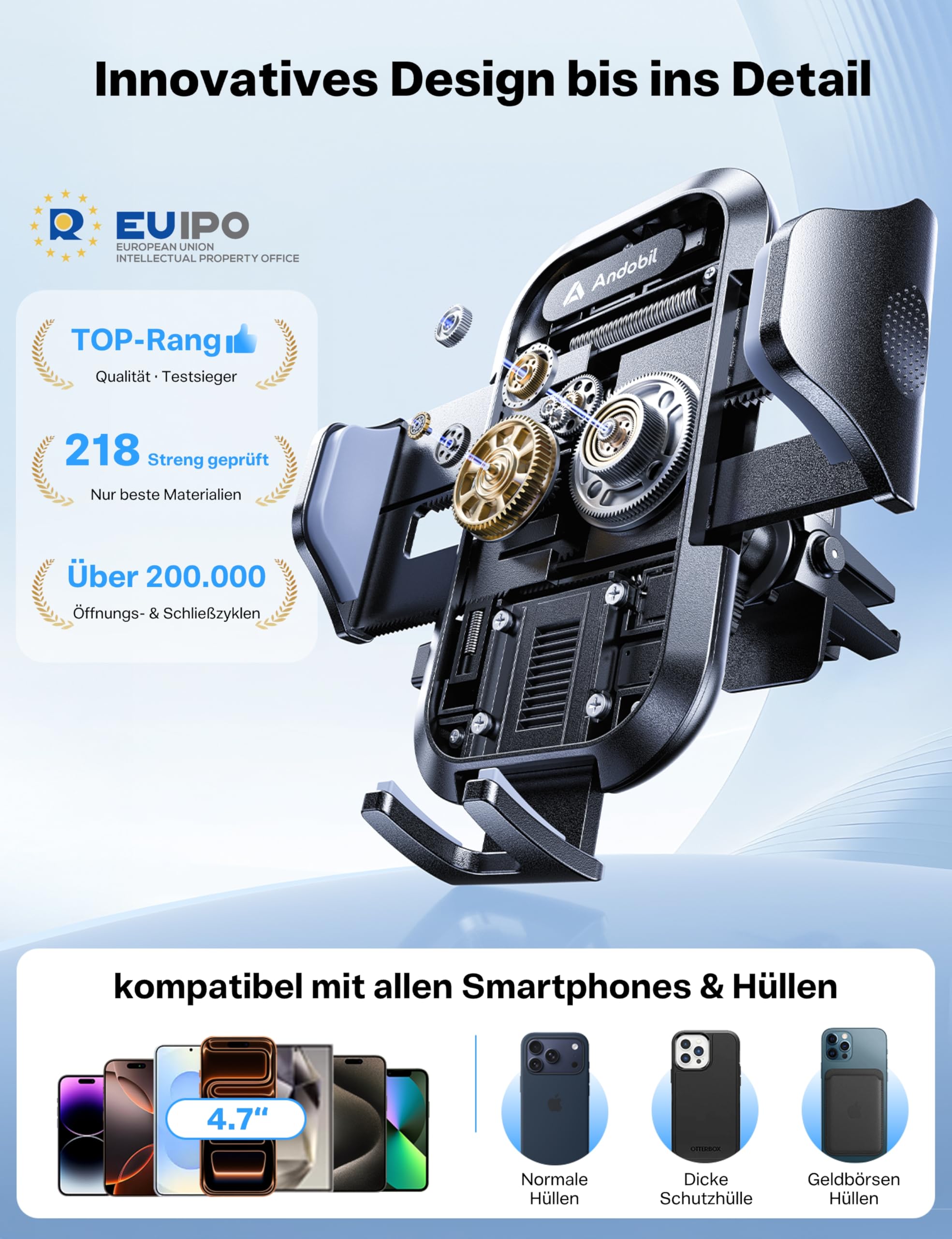 andobil Handyhalterung Auto [2026 Neueste Saugnapf] 3 in 1 Saugnapf & Lüftung Halter Universale KFZ Autohalterung Zubehör für iPhone 17 Pro Max Air 16/15/14/13/12 Samsung Galaxy S25 Ultra/S24/S23 Usw