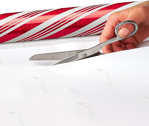 Miniatura 7 de Papyrus Paquete de papel de regalo de Navidad, bastones de caramelo, rayas rojas y blancas, cacao caliente + golosinas (3 rollos, 60 pies cuadrados)