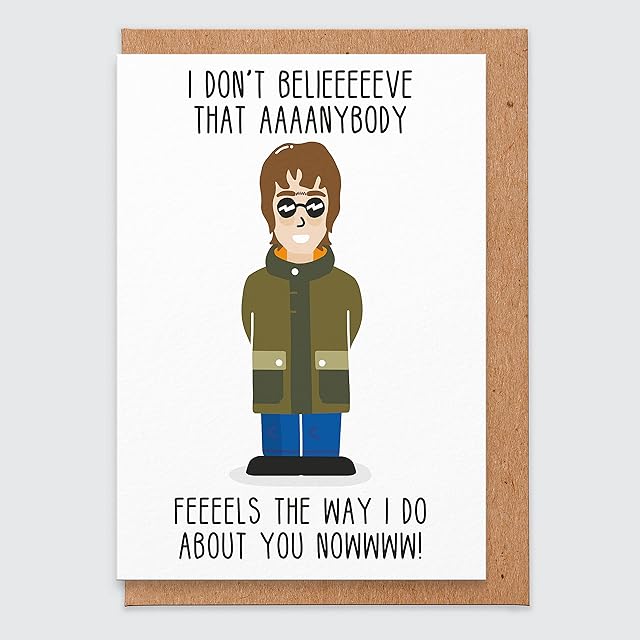 STUDIO BOKETTO Liam Gallagher Valentines Card Wonderwall for Boyfriend Valentine Card Funny Art Print Oasis Manchester Music Gift for Him Husband Indie Rock I Love You Card, white