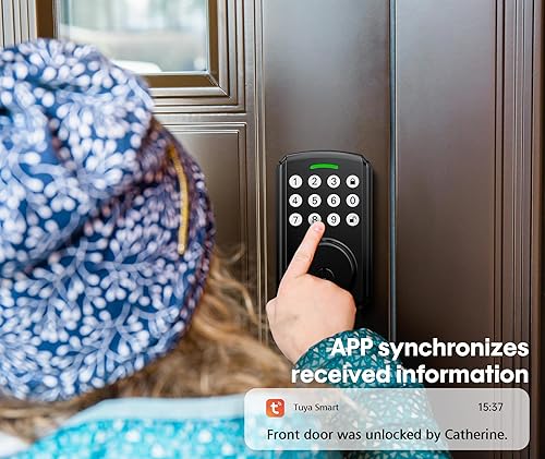 Miniatura 4 de Cerradura de puerta de entrada sin llave, Wi-Fi incorporado, control remoto de aplicación, alertas en tiempo real, IP65 impermeable, cerradura de