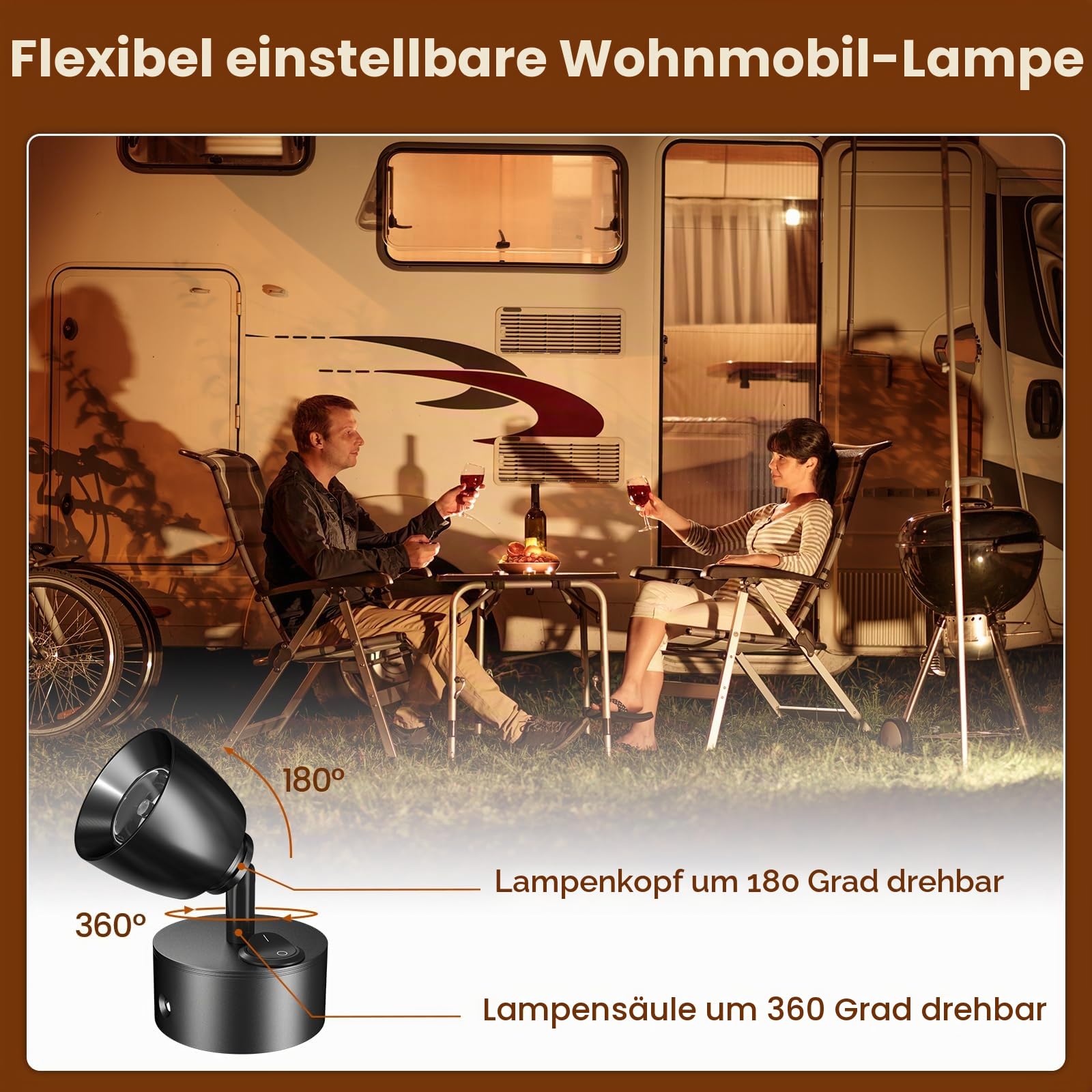 Bonlux 12V LED Spot Leselicht Mit Schalter - 3W Warmweiß 3000K Lampe für Wohnmobil, Wohnwagen, Camper, Reisemobil, Caravan, Boot - 2 Stück
