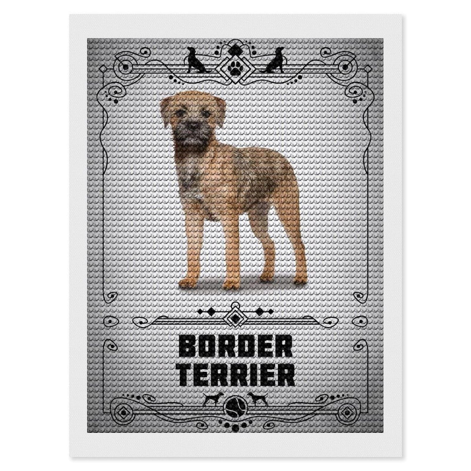 Junmoney Border Terrier Diamond Painting Canvas Set 12"x16", for Women, Pleasing Wall Art Project, Aesthetic Room Decor, Gift Idea