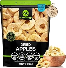 NUT CRAVINGS - Dried Apple Rings Slices, No Sugar Added - Chewy Soft Texture (16oz, 1 LB) Bulk Dry Fruits Packed Fresh in Resealable Bag - Sweet Healthy Snack, Naturally Grown, Vegan, Kosher