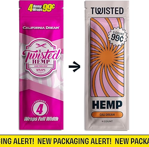 Miniatura 3 de Twisted Hemp Wraps - Expositor de papel de liar para cigarrillos naturales, 4 envolturas por manga, paquete de 15, 60 envolturas en total (plátano