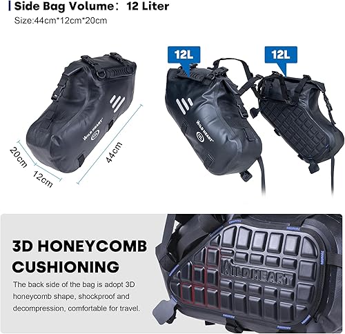 Miniatura 4 de WILD HEART Alforjas para motocicleta, impermeables, para motocicleta, alforjas laterales para maletero, accesorio de motocicleta
