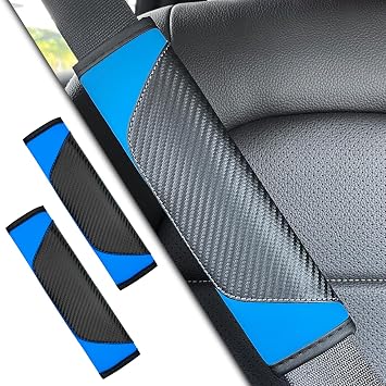 2PCS Seatbelt Cover Car Belt Cover Seatbelt Cushion, Carbon Fiber Wagon Seat Belt Pad Shoulder Strap Protection, Car Safety Seat Belt Strap Cushion Protect Your Neck and ShoulderBlue