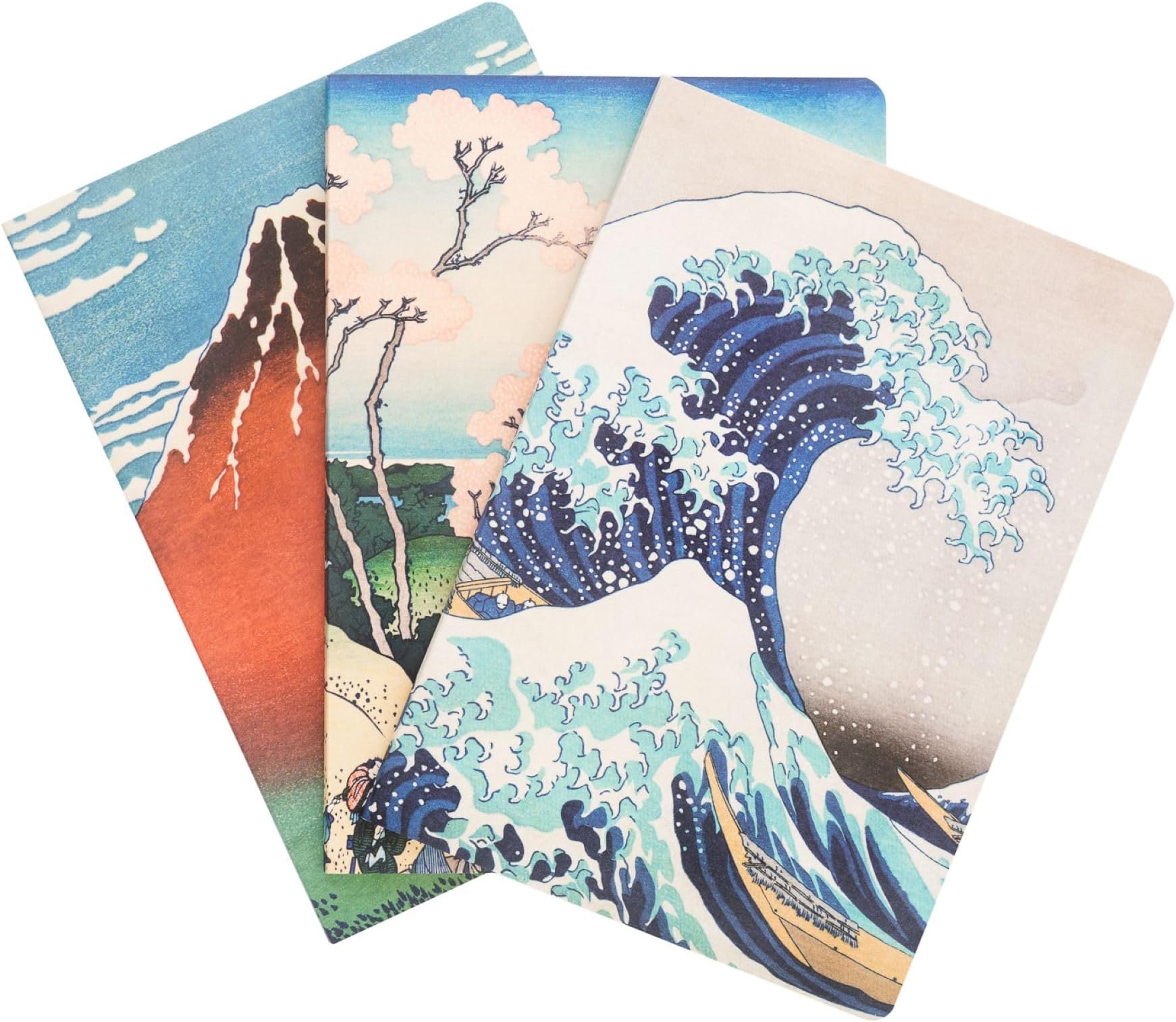 Grupo Erik A5 Notebook Set - Hokusai | 3 A5 Notebooks - Lined, Plain, Dotted - 32 sheets (64 pages) | Japanese Notebook, Cute Stationery Gifts Under 10 Pounds