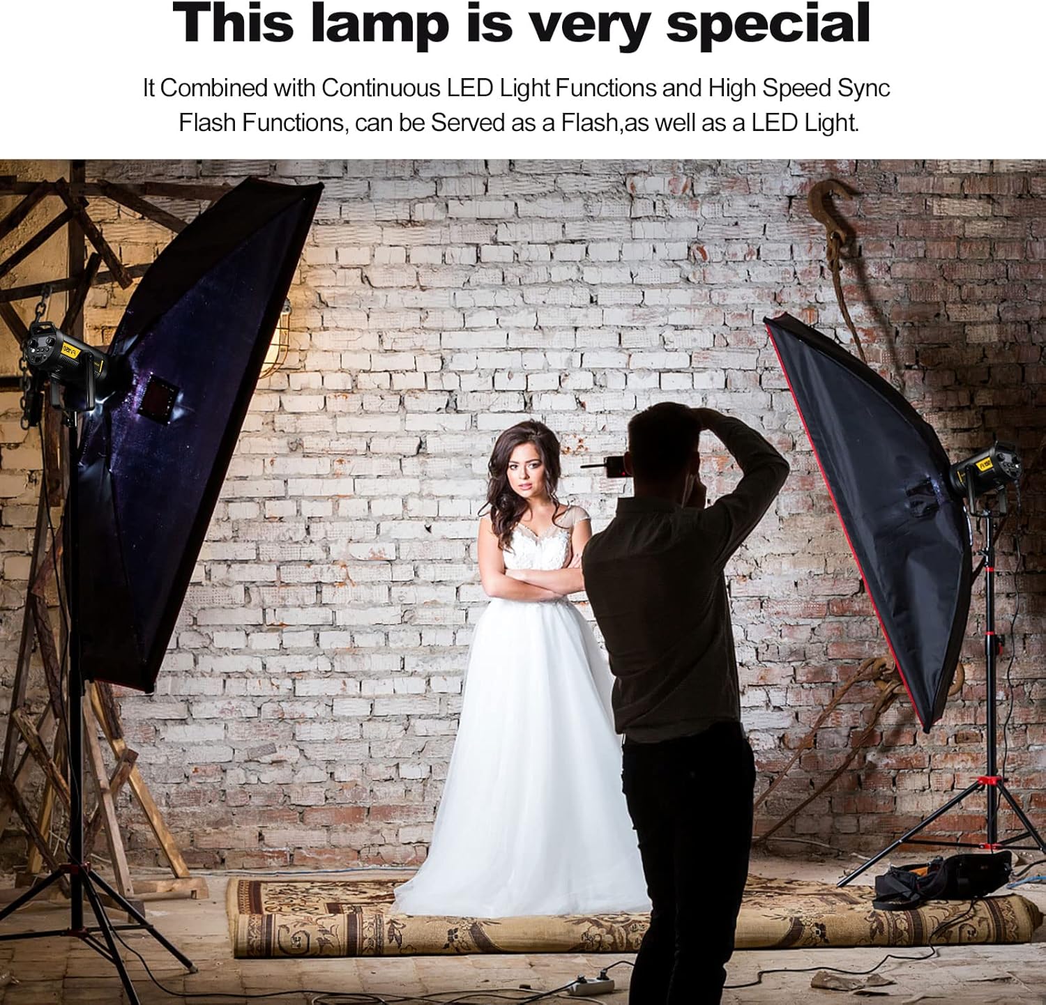 Godox FV150 150W 2.4G Flash LED Light, 1/8000s High Speed Sync, CRI96+, TCLI 96+, 12000LUX, 5600K±200K, Built in 8 FX Special Effects Modes, Compatible for Canon, Nikon, Sony, Olympus,Panasonic, Pent