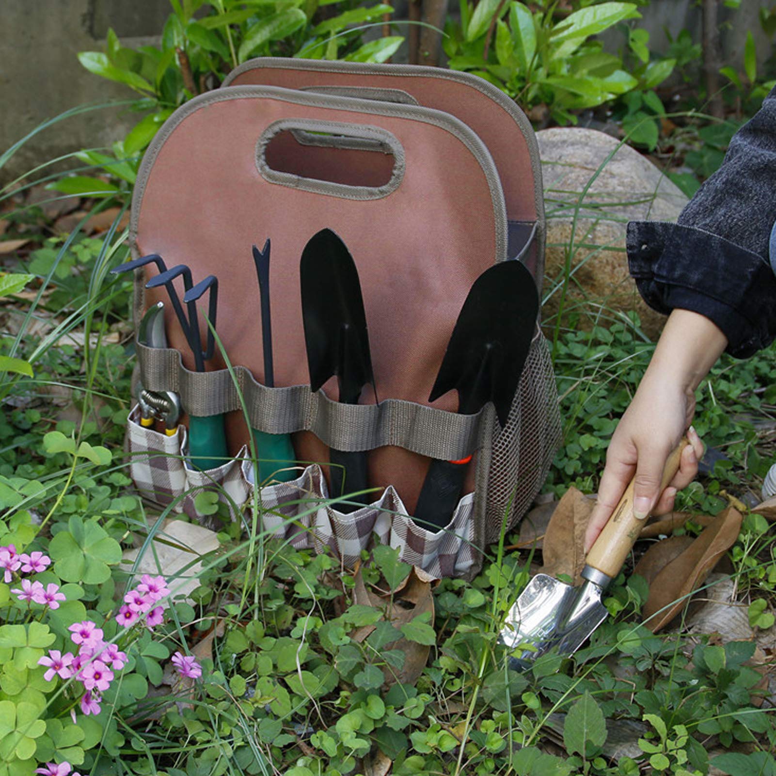 Borsa Attrezzi Da Giardino In Oxford 600D - Con Tasche Multiuso, Trasportabile, Viola - Foto 6