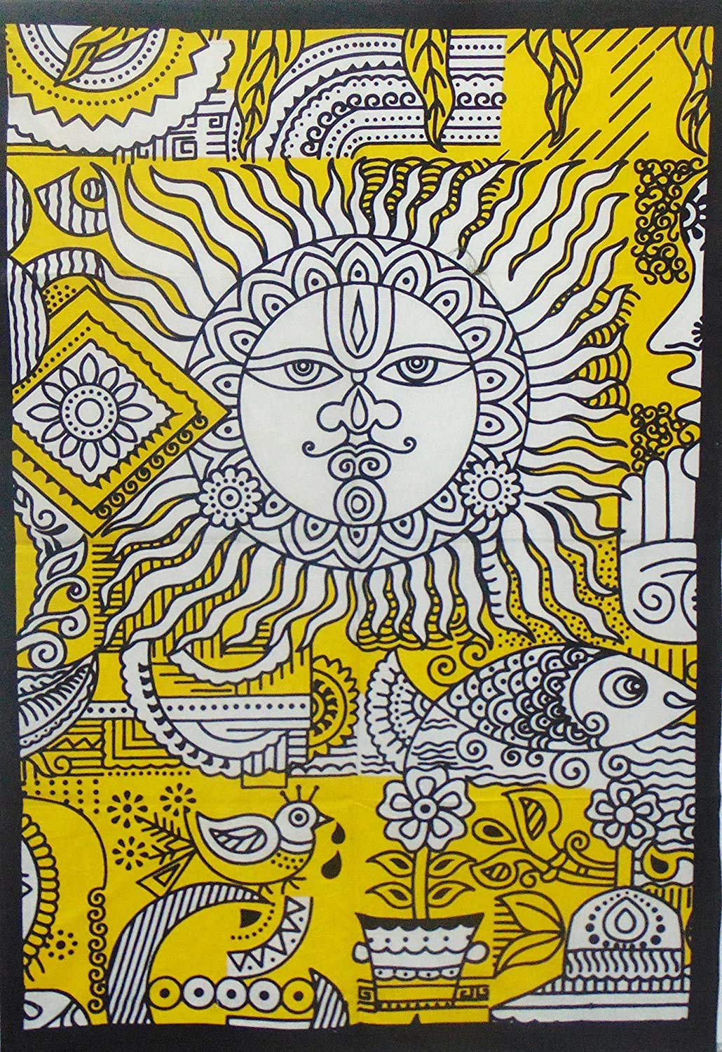 Raj Handicrafts Psychedelic Sun Moon Tie Dye Mandala Tapestry Hippie Hippy Celestial Wall Hanging Indian Bohemian Tapestries Twin (Black and White, Poster (30x40 Inches)) (B08KSGQ7Y1) Amazon Price History, Amazon Price Tracker